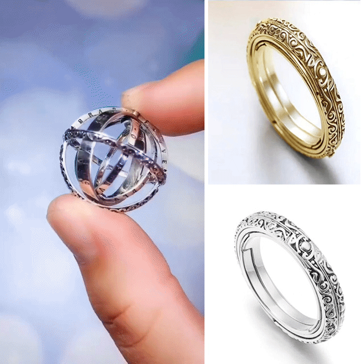 Astronomy ball sterling silver deformable ring