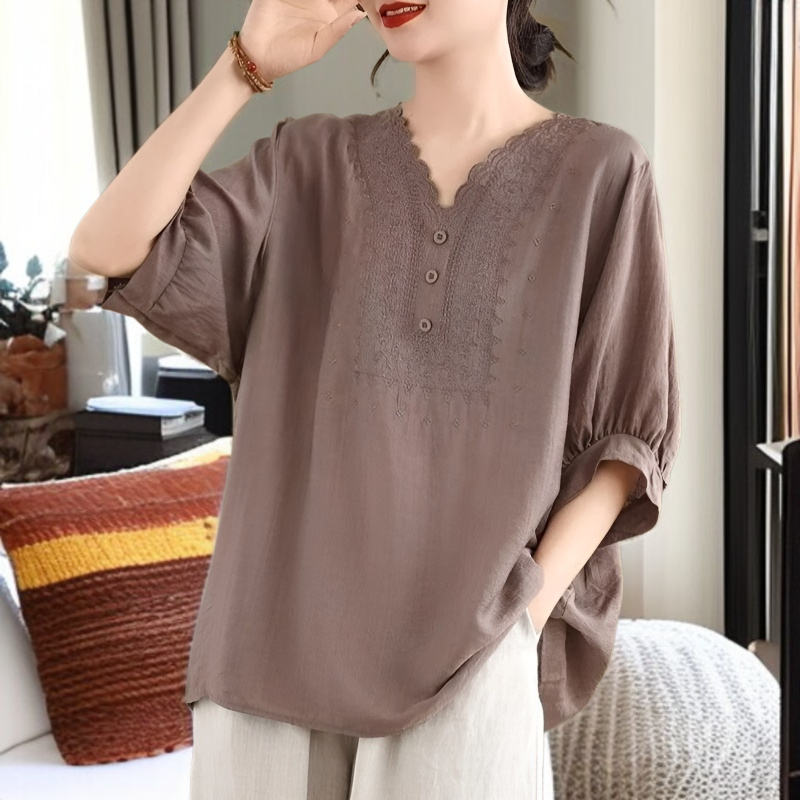 빈티지 루즈핏 여성 브이넥 루즈핏 빅사이즈 빈티지 여성 여름 상의