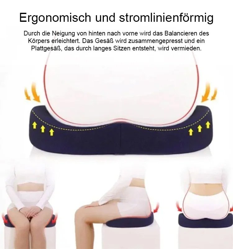 Atmungsaktives, druckentlastendes Sitzkissen für Lendenwirbel und Steißbein