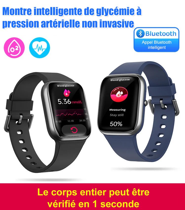 Montre intelligente de glycémie à pression artérielle non invasive