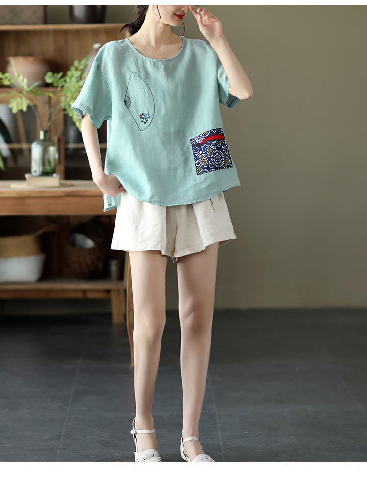 日常使いにぴったりな綿麻短パンコーディネート例