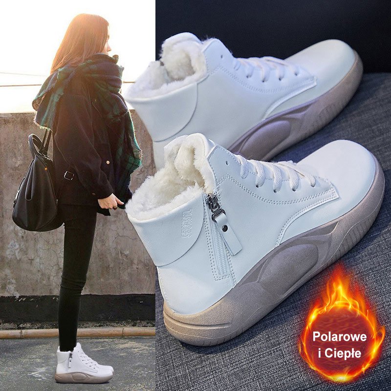 Modne botki damskie z grubą podeszwą na zamek błyskawiczny