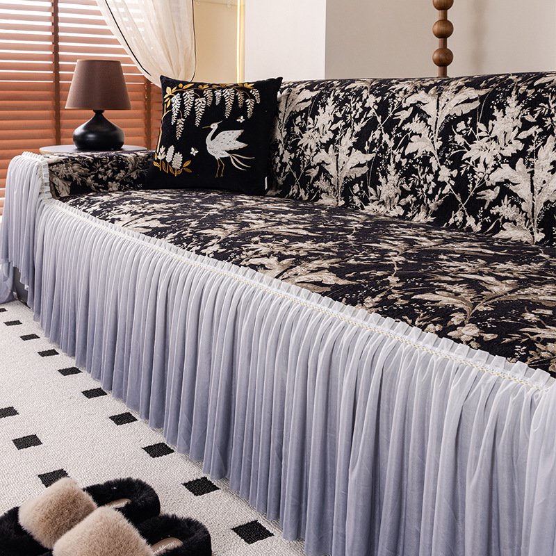 防滑沙發抱枕套帶荷葉邊