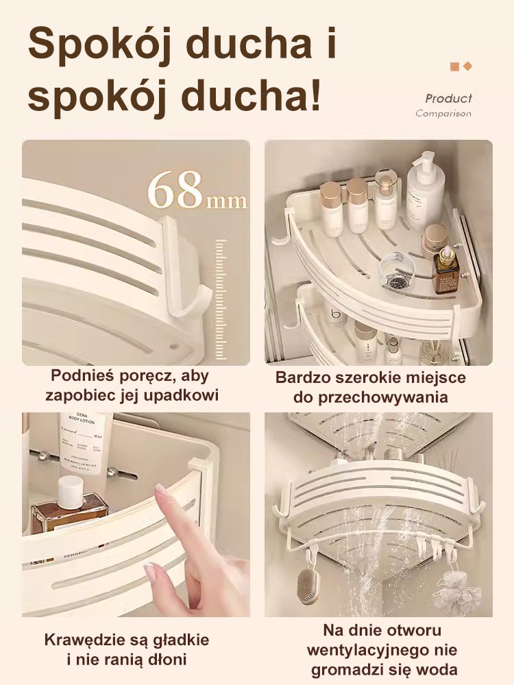 Cream Ins Style】 Półka trójkątna bez dziurkowania