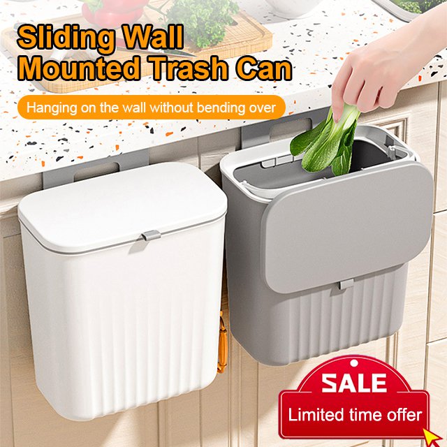 Hangable sliding lid trash can