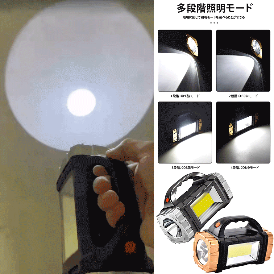 多機能ソーラー充電式ハンディライト