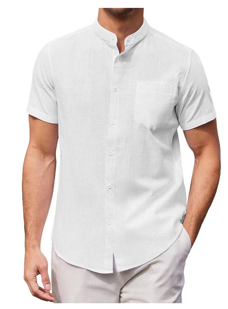 ナチュラルな風合いの綿麻メンズシャツ