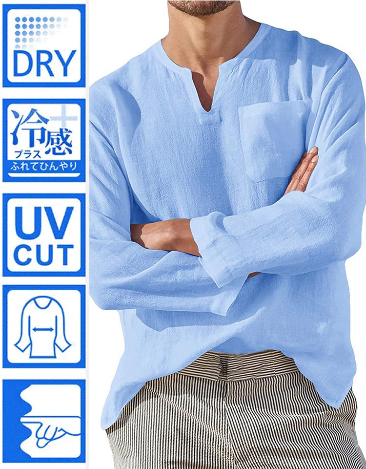 接触冷感綿麻Tシャツ