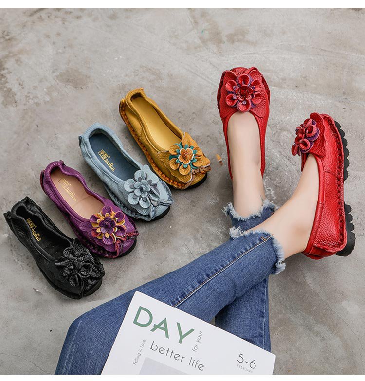 【花飾りパンプス】柔らか・防滑・耐磨耗・疲れにくい・丁寧な縫製