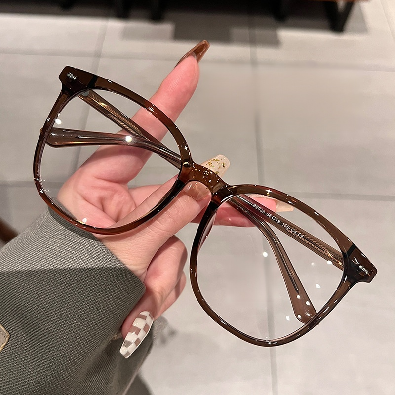 Großes Gesicht, schwarze Anti-Blaulicht-Brille, TR-Material, Retro-Rahmen