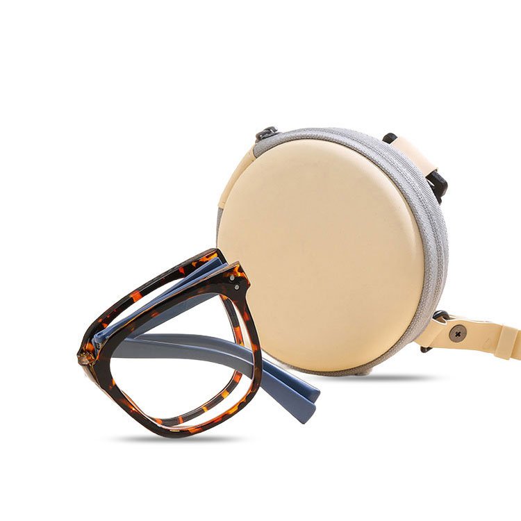 Tortoiseshell color+blue eyeglass legs