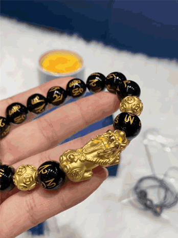Six-Character Mantra Gold Pixiu Bracelet