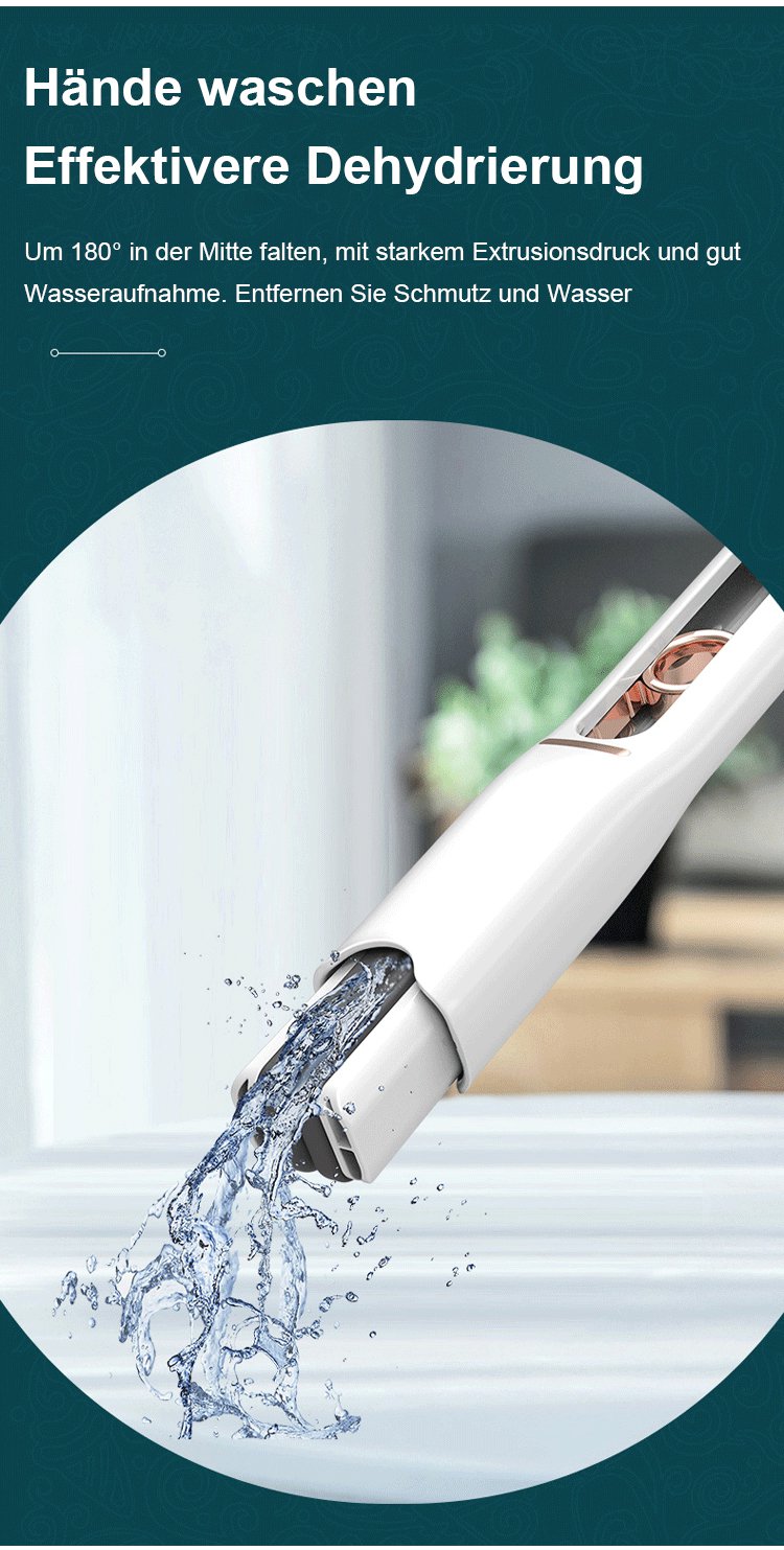 Benutzer hält den Mopp ohne Kontakt mit Schmutz