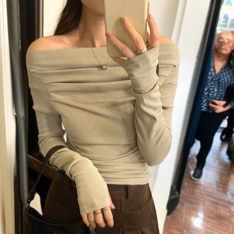 섹시한 여성 봄 쇼트 상의 티셔츠 디테일