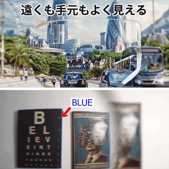 フレームレスブルーライト防止老眼メガネ