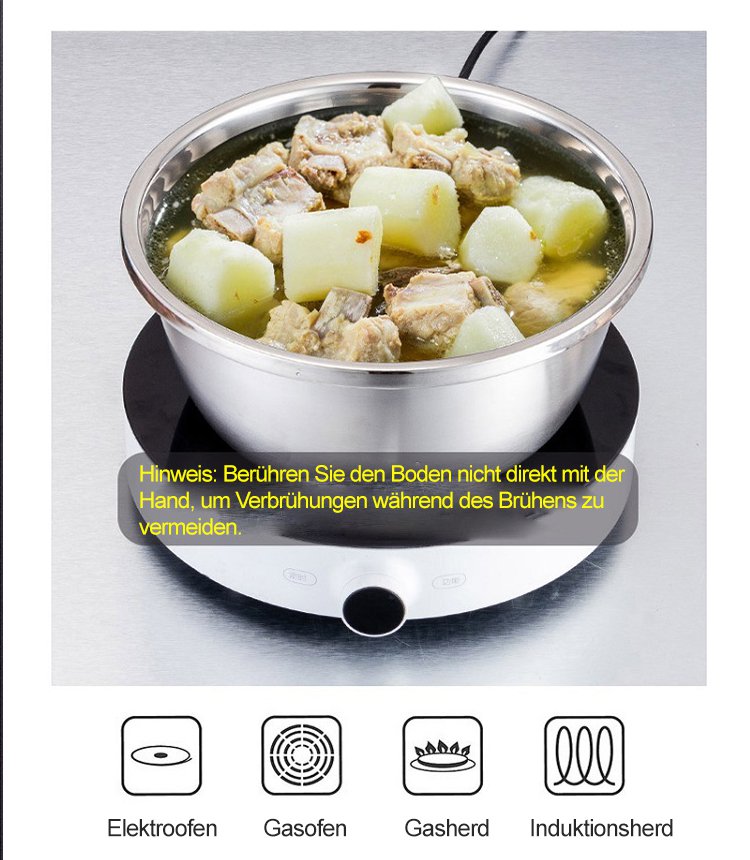 Das Set multifunktionaler großer Edelstahlmischschüsseln 304