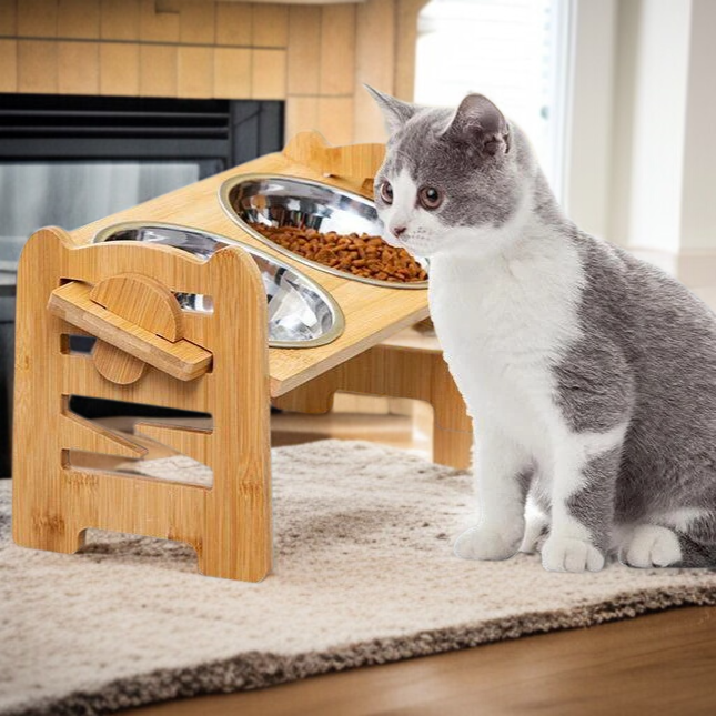 내구성 좋은 대나무 애견 식탁