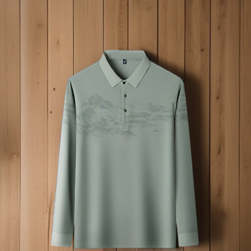 남자 캐주얼 긴팔 셔츠 착용 이미지