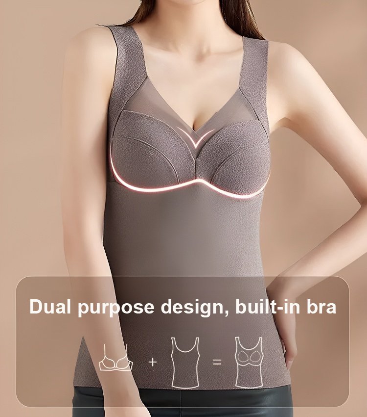 Thermal vest undershirt with built-in bra