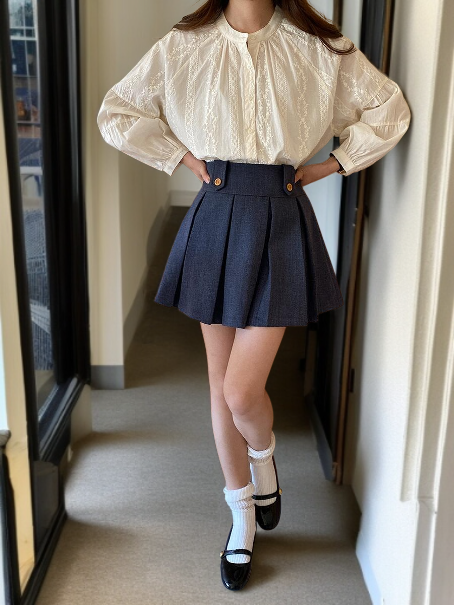 봄 레이스 벌룬 소매 셔츠 봄 셔츠 레이스 벌룬 소매 셔츠 봄 레이스 셔츠