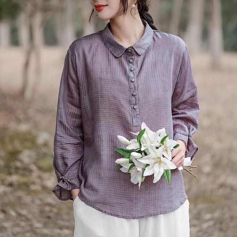 コットンリネンブラウス