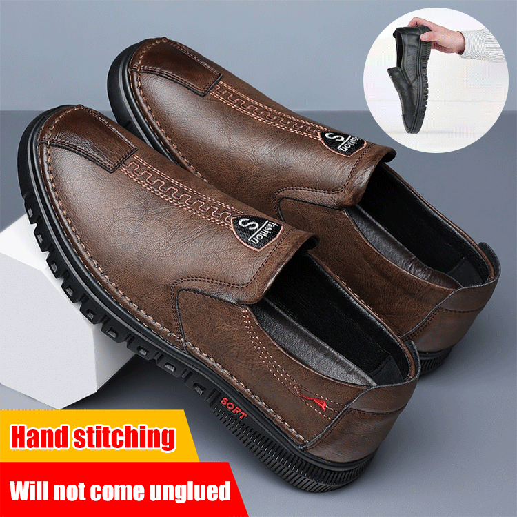 Men's handmade slip-on leather shoes