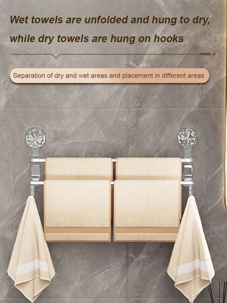 Suction Cup Double Bath Towel Bar