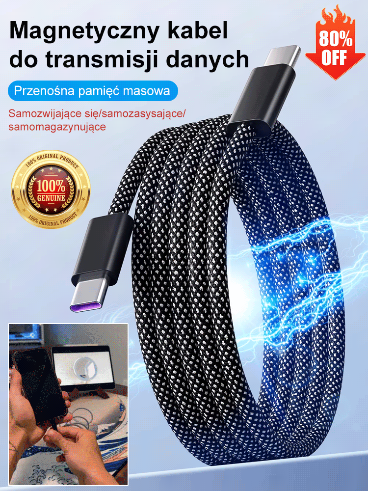 Technologia czarna] Kabel do szybkiego ładowania danych z absorberem magnetycznym