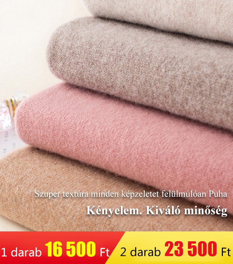 Magas gallérú egyszínű női gyapjú kötött pulóver