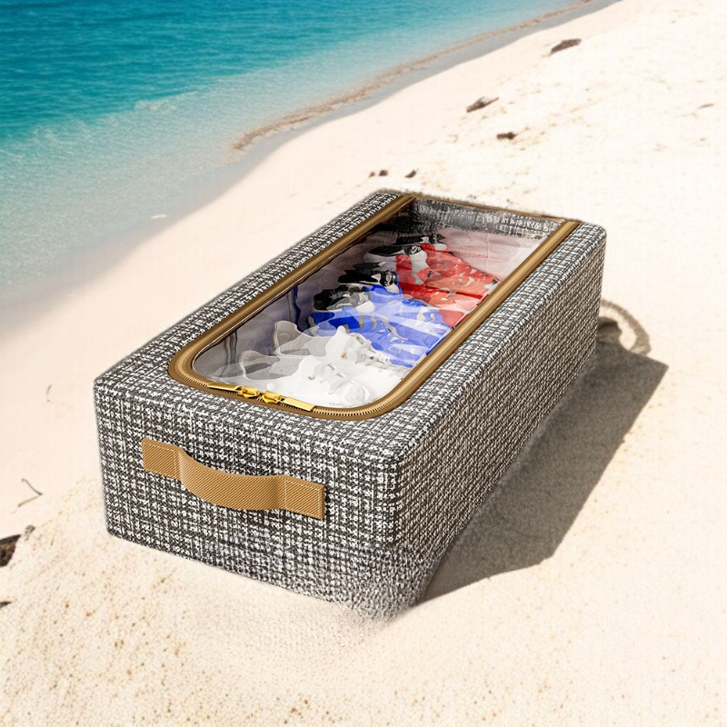 투명 방진 신발 케이스로 신발 정리 모습