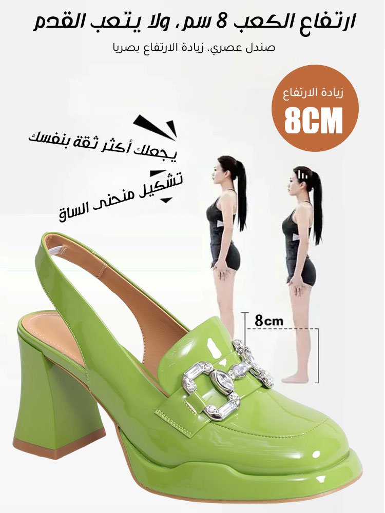 صندل عصري نسائي فرنسي عالي الكعب ومرصع بحجر الراين 