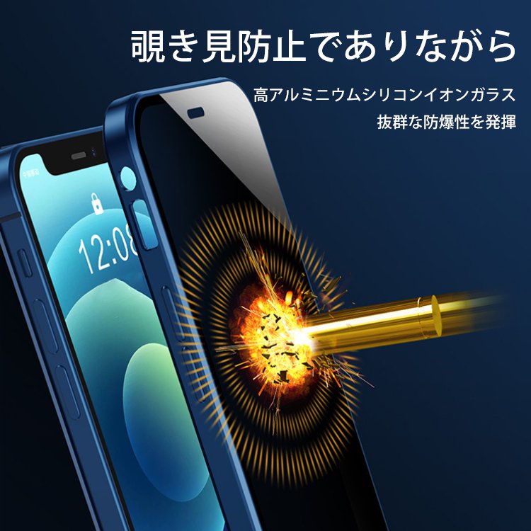 【覗き見防止/フルカバー/フィルム不要】iPhoneスマホケース