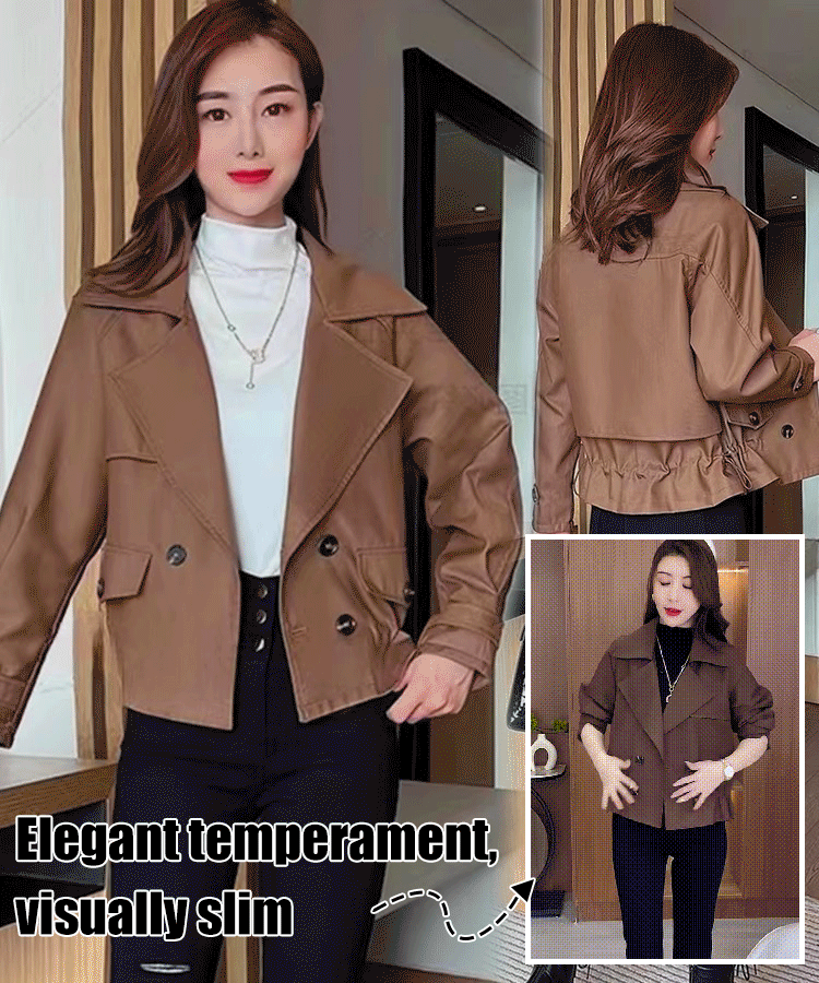 Korean style short fashion trench coat