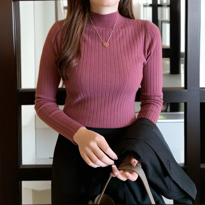 スリムシルエットのレディースセーターフロント