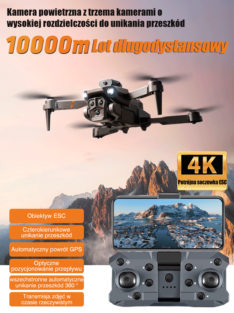 Kamera powietrzna z trzema kamerami o wysokiej rozdzielczości do unikania przeszkód -