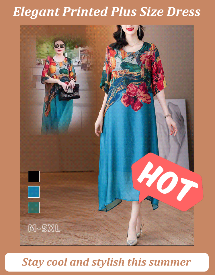 Elegant Printed Plus Size Dress