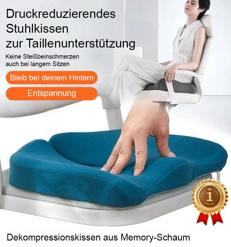 Atmungsaktives, druckentlastendes Sitzkissen für Lendenwirbel und Steißbein