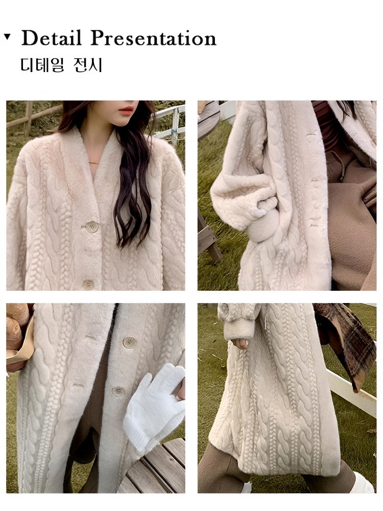 밍크 퍼 친환경 모피 여성 코트