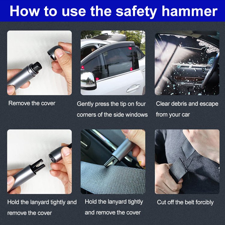 In-car multifunctional emergency safety hammer