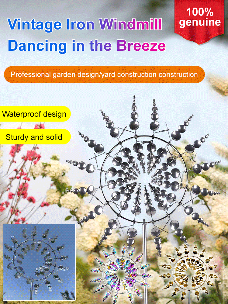 Sculptura de vânt în aer liber, rotativă, cu floarea soarelui