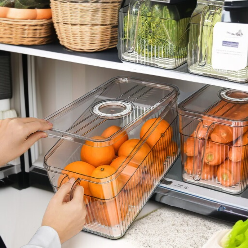 Durable plastic storage bin for kitchen