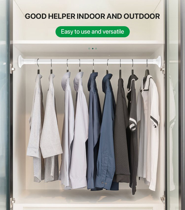 Adjustable drilling free clothes drying rod