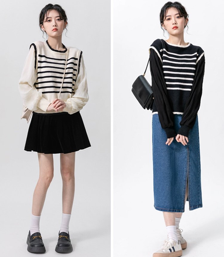 캐주얼 스트라이프 스웨터