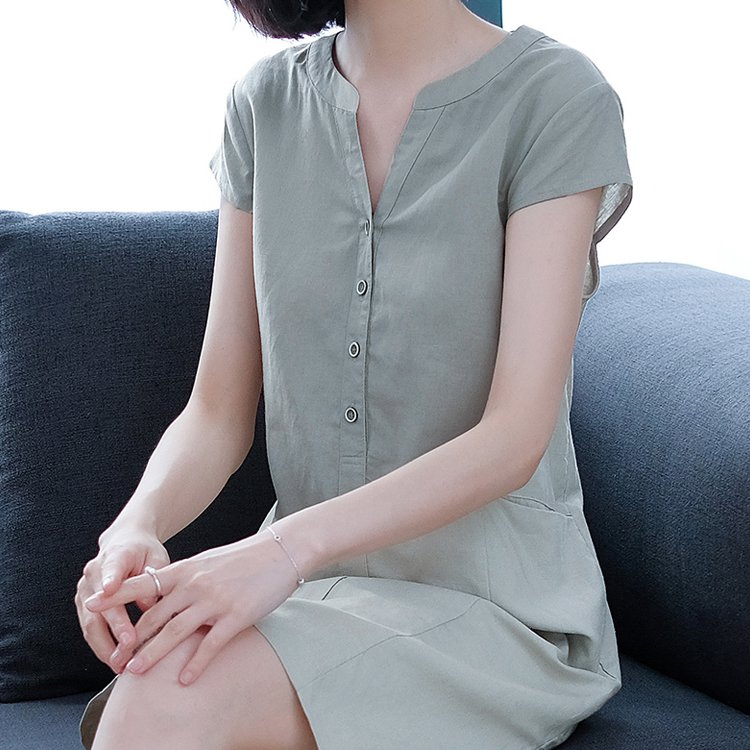 自己染的衣服！「卓也藍染」夏季顯瘦減齡連衣裙