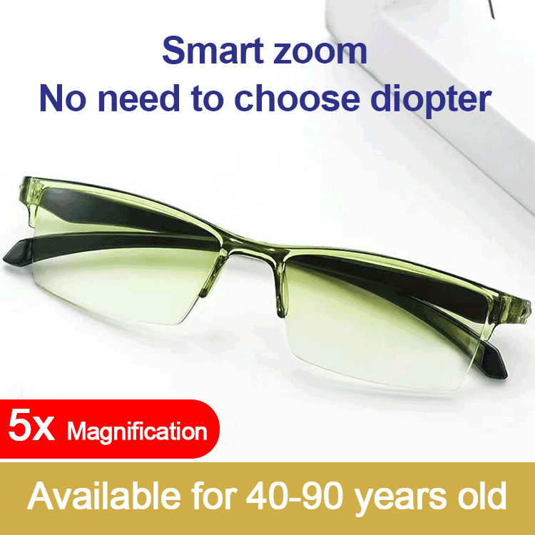Smart zoom gradient color reading glasses