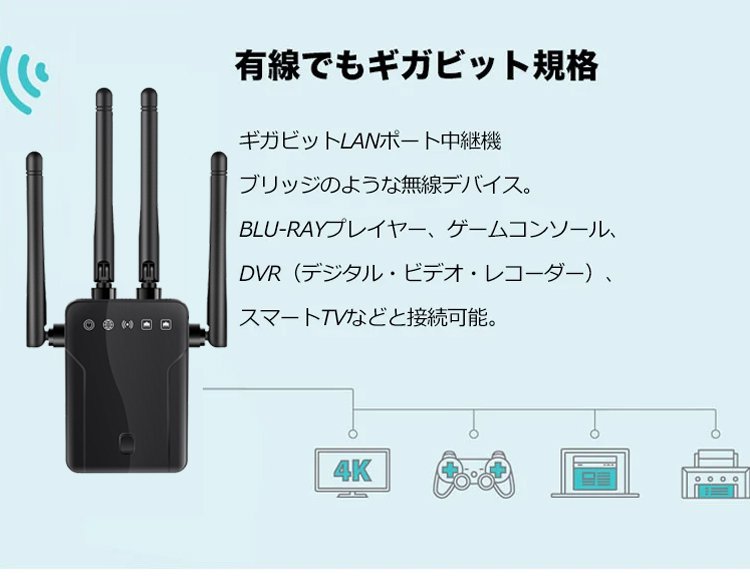 複数デバイス同時接続可能なWi-Fi中継機