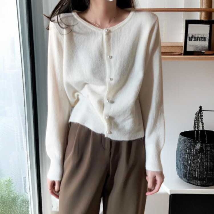 솔리드 컬러 부드러운 여성 니트 가디건