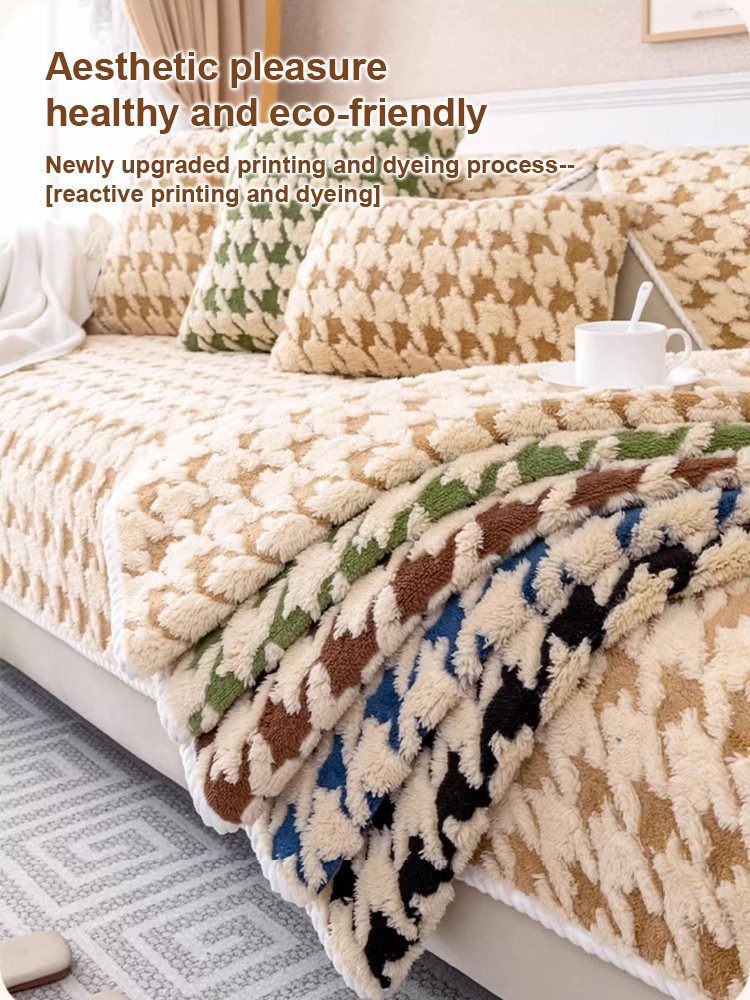 Universal Plush Houndstooth Sofa Cover