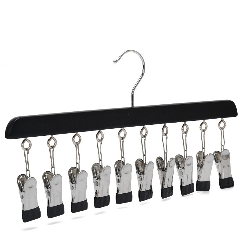 實木一字型附夾衣架