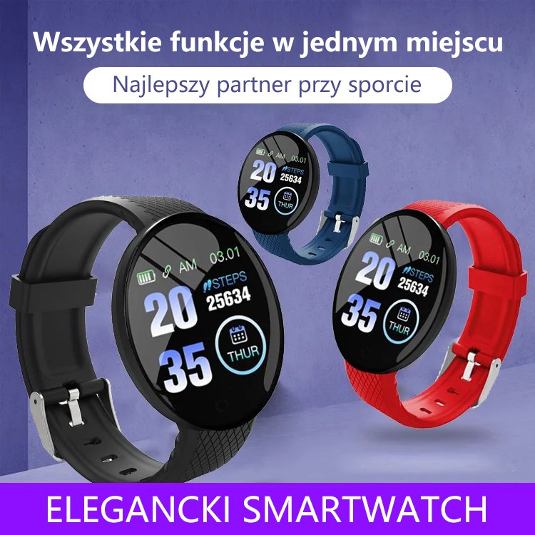 Sportowy - elegancki Smartwatch z ponad 100 funkcjami!